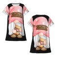 thumbnail image 5 of Salouo Coffee Gnome (1) Print Short Sleeve Sleepshirt for Womens Comfy Nightgown Scoopneck Cute Nightdress Ruffle -Medium, 5 of 7