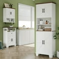 thumbnail image 6 of Bathroom Floor Cabinet, Farmhouse Storage Cabinet, 23.6" Wide Cabinet with Drawer, Adjustable Shelf, Barn Doors, Cabinets for Bathroom, Kitchen, Living Room, White, 6 of 7