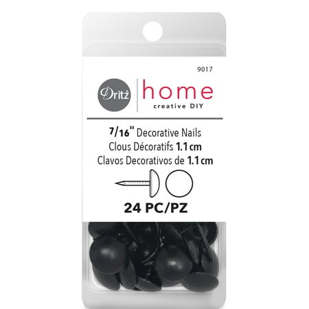 Dritz Home Decorative 7/16" Black Smooth Head Nails, 24 Pack