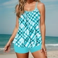 thumbnail image 2 of Swimsuits for Women Two Piece High Waist Tankini Shorty Set Summer Beachwear Blue Women's Swimwear L, 2 of 5