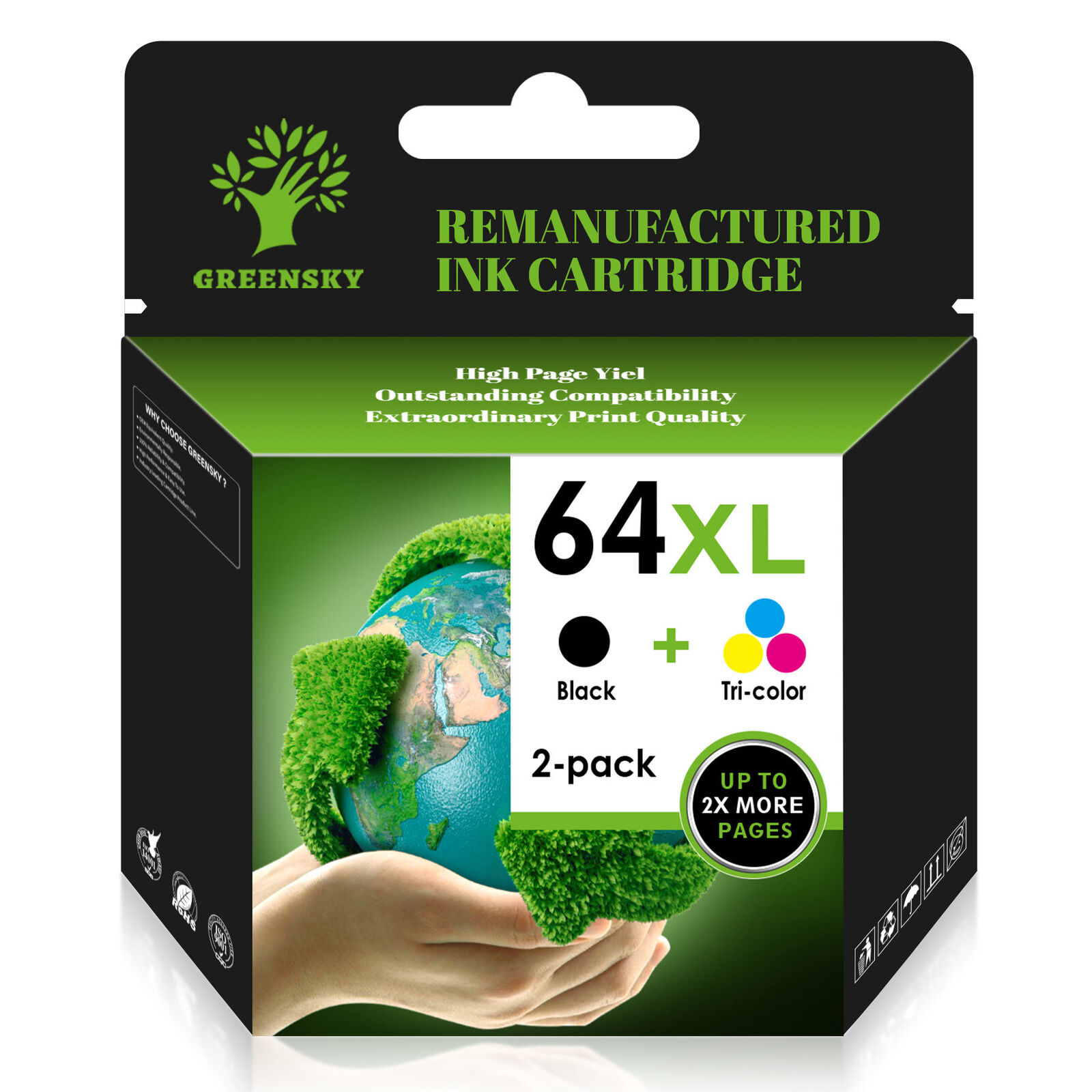 HP 64XL Ink Cartridges Combo Pack - Replacement For HP 64, 64XL Black & Color Ink (2 Pack)
