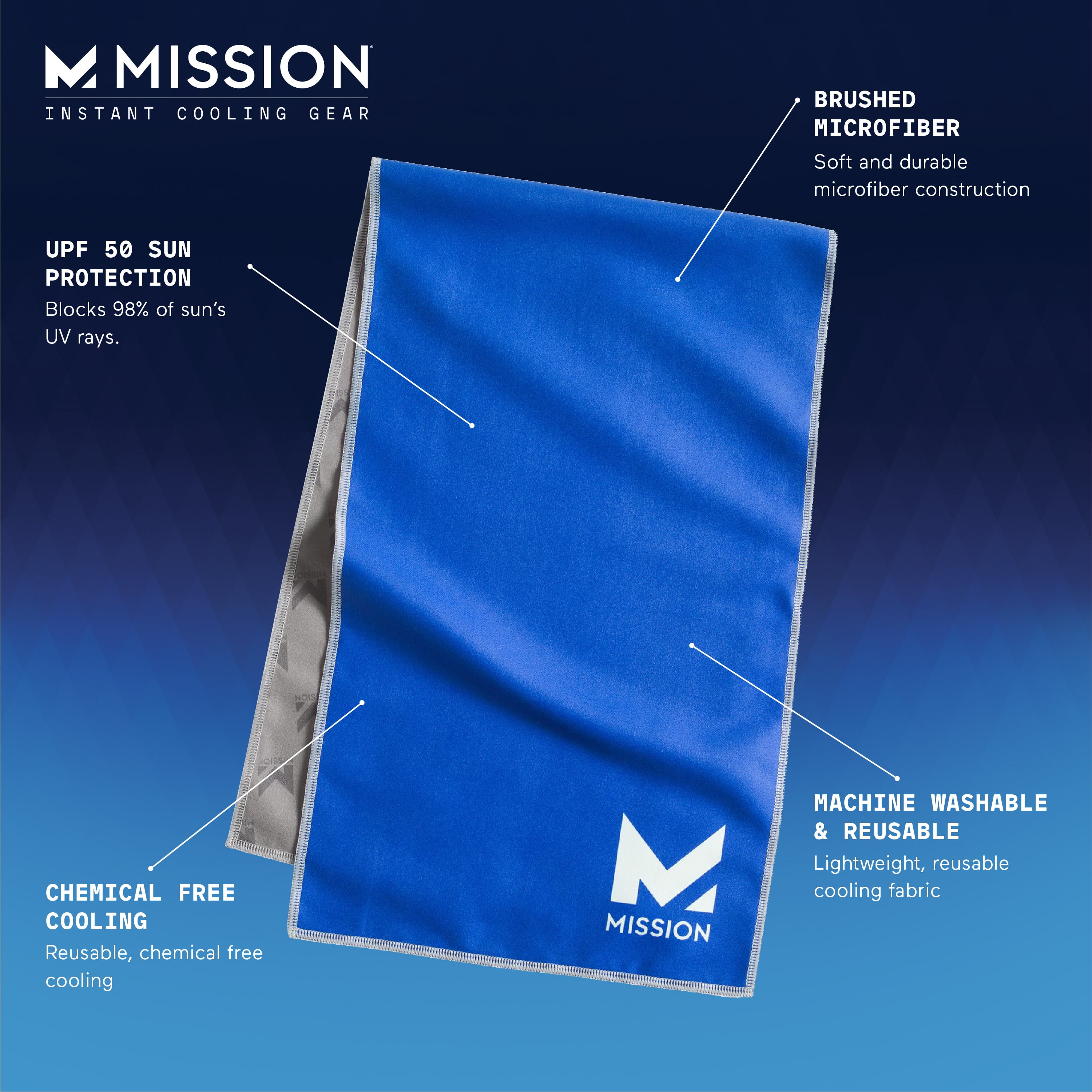 Size OSFM  Towel for Man Blue MISSION Tech Knit Towel  