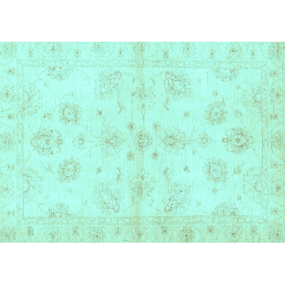 Ahgly Company Indoor Rectangle Oriental Light Blue Traditional Area Rugs, 7' x 9'