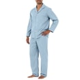 thumbnail image 2 of HAJWOH Mens Pajama Set, Soft Long Sleeve Pajamas Lightweight Button Up Sleepwear Lounge Pjs Set, 2 of 5