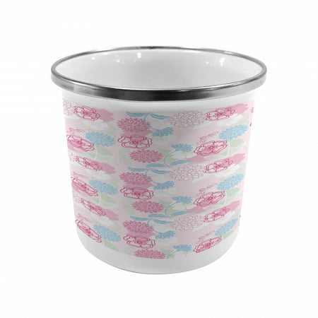 

Floral Steel Camping Mug Romantic Modern Abstract Flowers Ivy Leaves Blossoms Buds Print Printed Thermal Cup for Camping and Outdoor Activities by Ambesonne