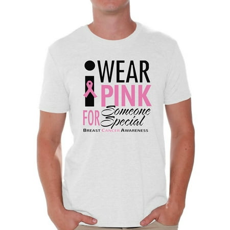 Awkward Styles Men's I Wear Pink for Someone Special Graphic T-shirt Tops Breast Cancer