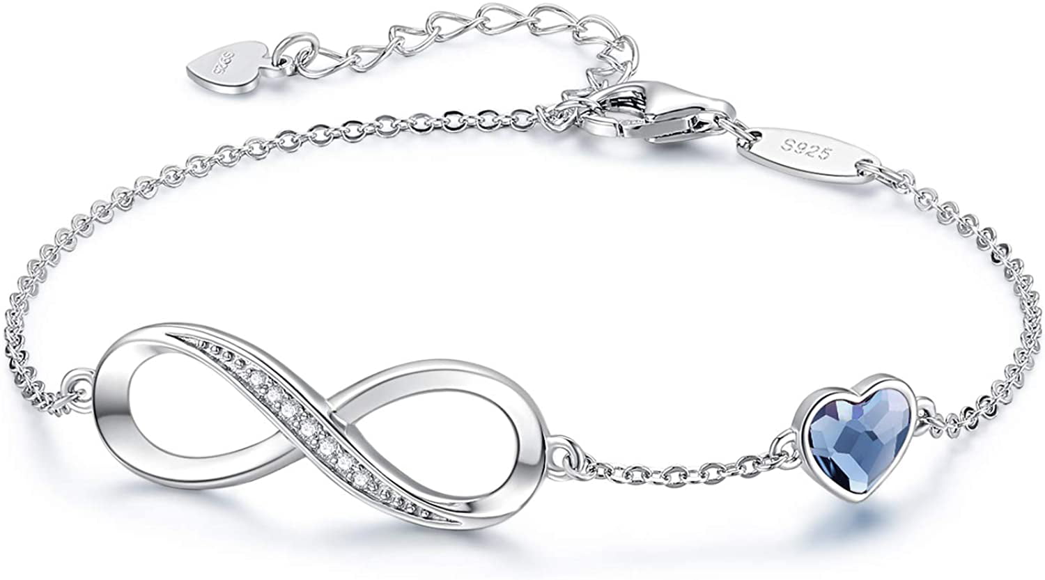 Personalised Silver Crystal Family Charm Bracelet Gift Bag Birthday Christmas