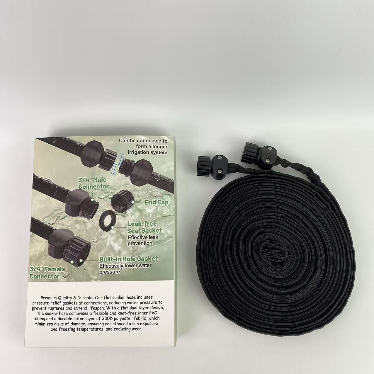 Jetmilai Garden hoses, not of metal,Flat Soaker Hose for Garden Bed,25 50 75ft 50ft*2 1/2" Linkable Consistent Drip Irrigation Hose (50FT)