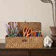 thumbnail image 3 of Seagrass Storage Basket with Lid Wicker Storage Basket with 3 Sections,NOGIS Woven Shelf Basket for Toiletries Tampon Storage, Seagrass Basket for Shelf Bathroom Toilet Table Counter,Coffee, 3 of 7
