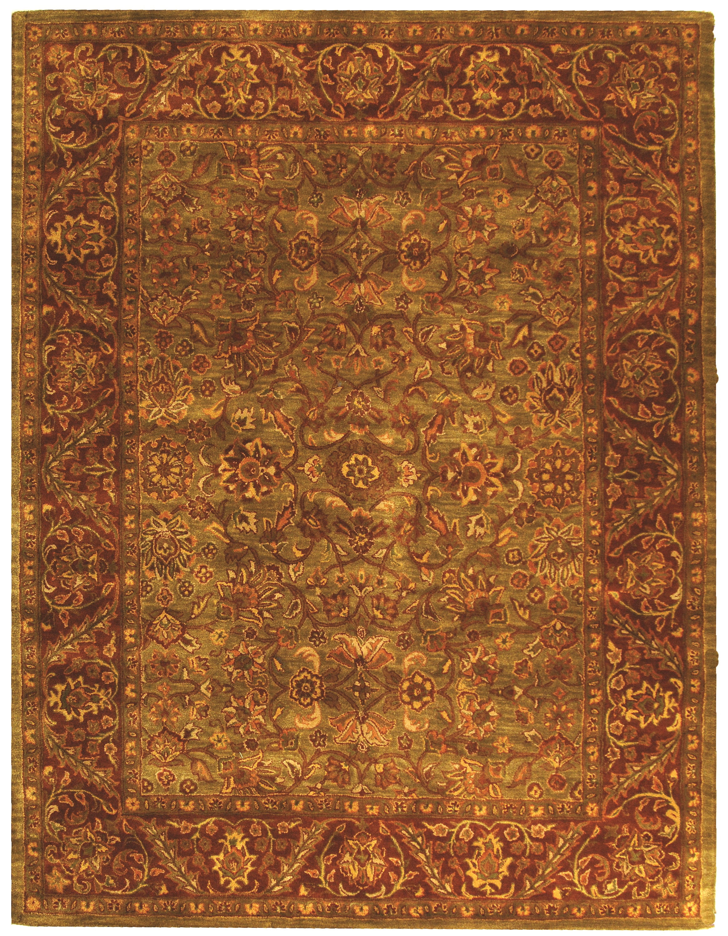Safavieh Golden Jaipur Dreda Bordered Wool Area Rug, Green/Rust, 8'3" x 11'