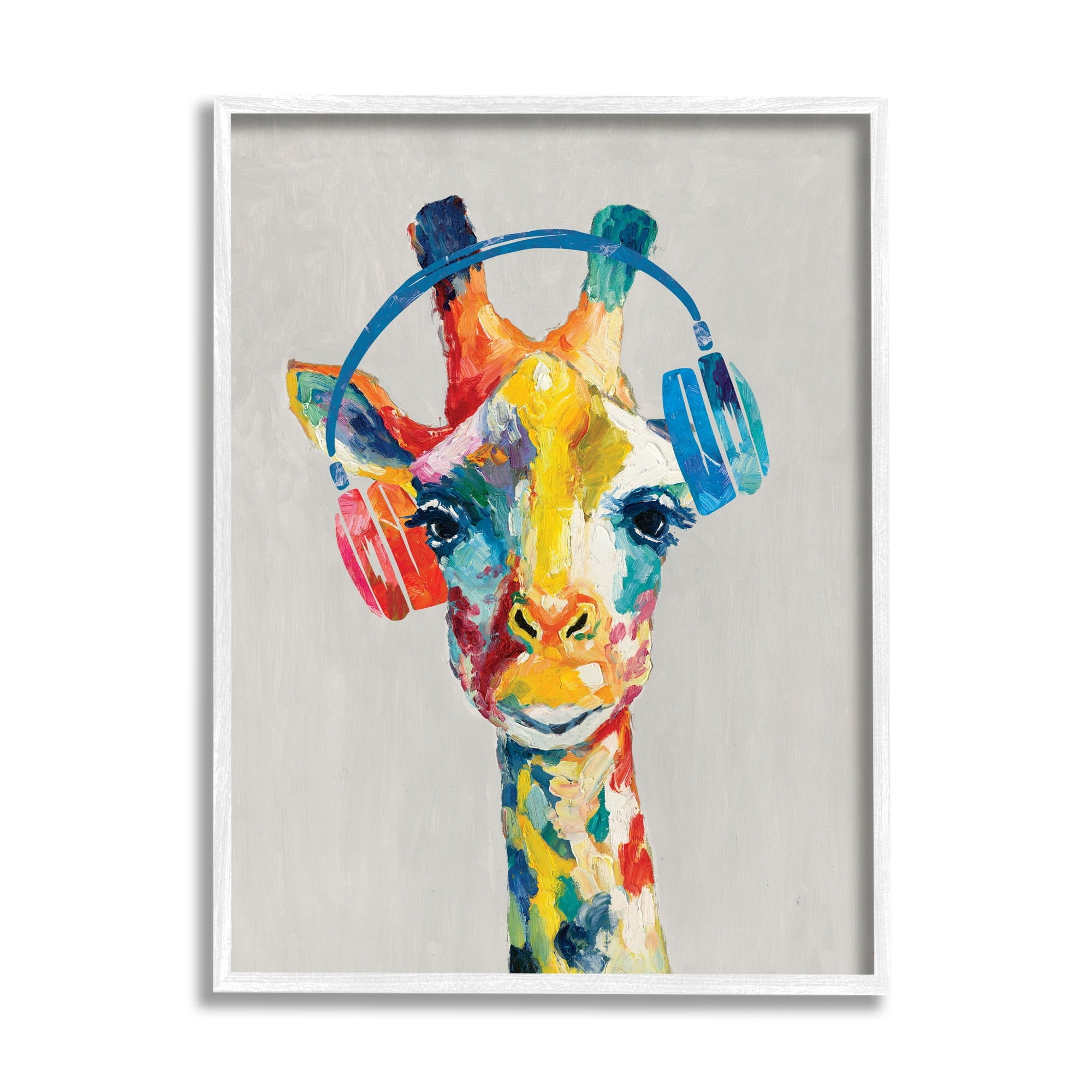 Stupell Industries Giraffe Headphone Listening Music Contemporary Jungle Portrait,24 x 30, Design by Cloverfield & Co.