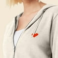 thumbnail image 5 of Dalix Pixel Heart Embroidered Fleece Zip Washed Hoodie Cold Fall Winter Women in Bone L Large, 5 of 5