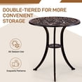 thumbnail image 4 of 3-piece Patio Bar Table Set, All-Weather Cast Aluminum Outdoor Bistro Set, Patio Chairs & Table for 2 High Backrest Design, Floral Pattern, 4 of 7