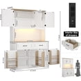 thumbnail image 2 of 71" Tall Kitchen Pantry Cabinet with 6 Doors Shelves & Led Lights & Charge Station, 47" Wide Freestanding Farmhouse Cupboard with 2 Drawer,6 Doors Storage,Adjustable Shelves,Open Countertop, White, 2 of 9