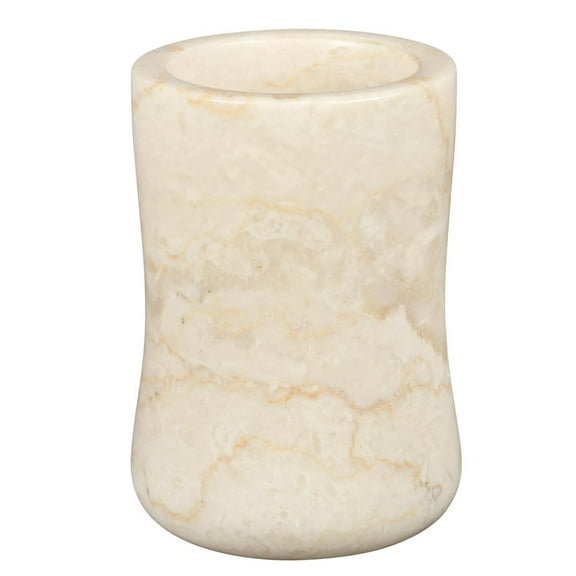 Creative Home Curvy Collection Natural Champagne Marble BathTumbler, Toothbrush Holder, Makeup Brush Holder, Bathroom Countertop Organizer