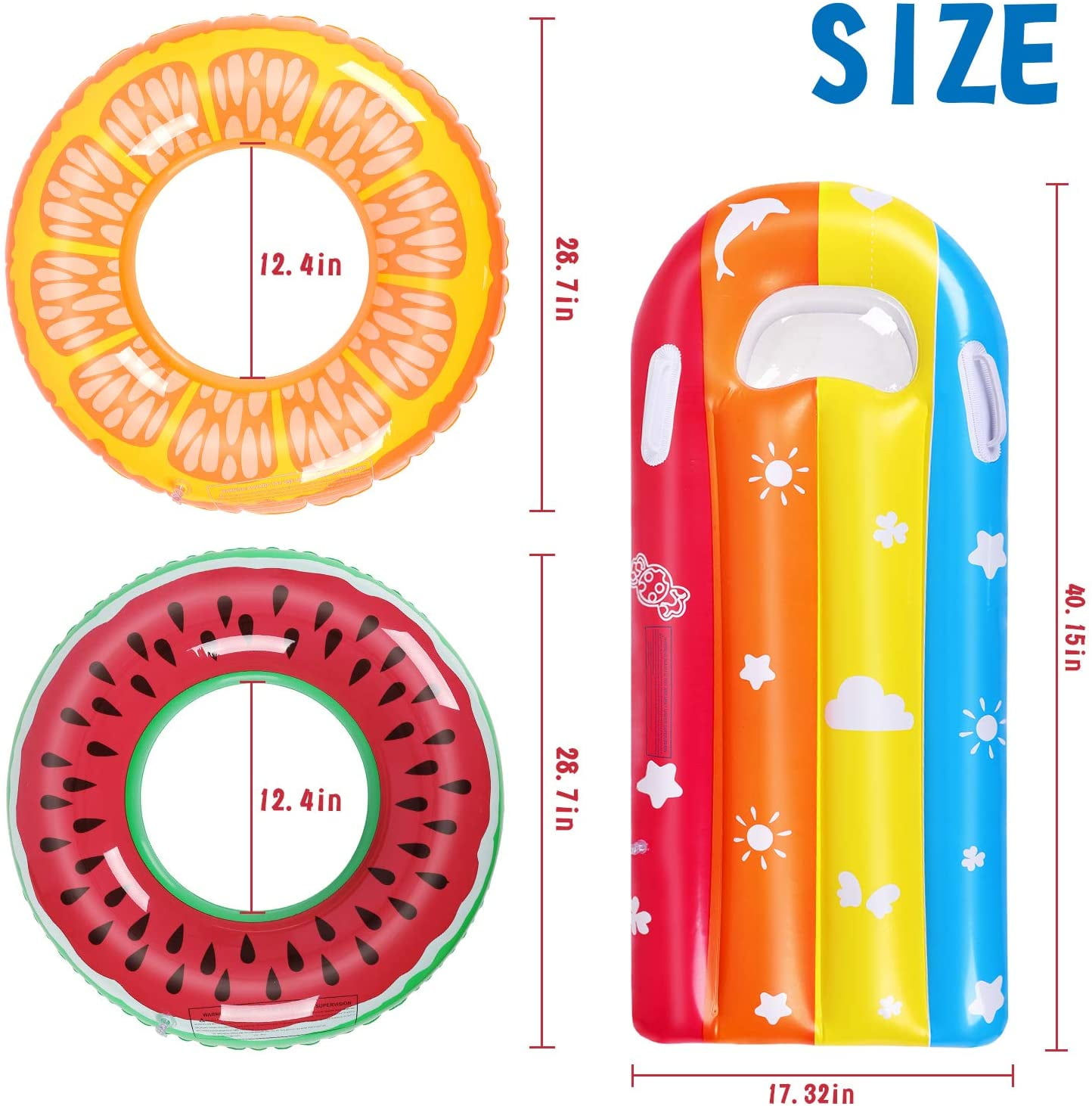 Auney 3 Pack Pool Floats for Kids Inflatable Swimming Rings Fruit Pool Float Summer Beach Water Float Party Toys River Raft Lounge Swim Inner Tube 