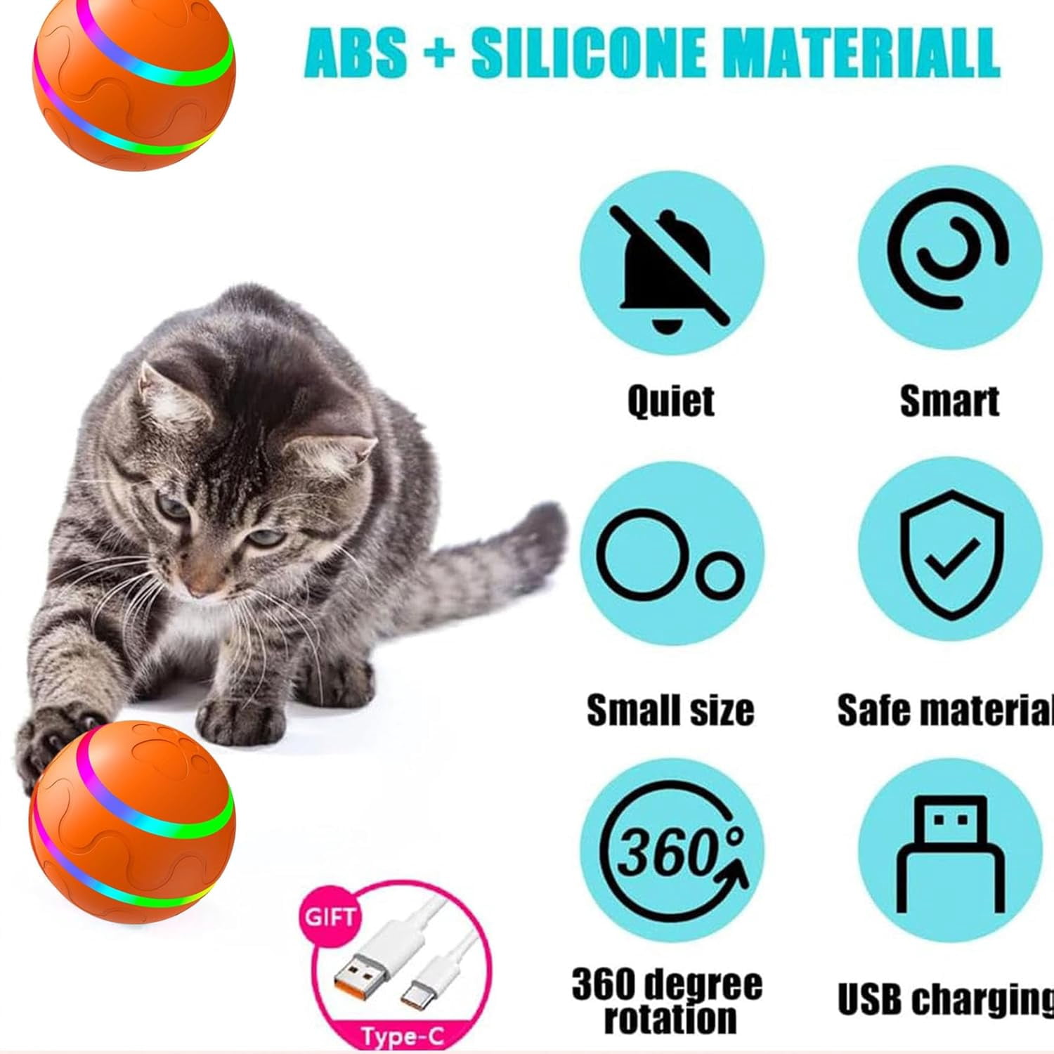 Shaky Ball Toy for Dogs, Shaky Dog Ball, Shaking Dog Ball, Interactive Dog Ball, Motion-Activated Rolling Dog Toy with LED Lights, USB Rechargeable, For All Types of Dogs (Orange + Remote Control)