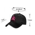 thumbnail image 4 of AJGRHE Women Cancer Awareness Month Printed Washed Baseball Cap Outdoor Sports Hat Adjustable Ribbon Embroidered Denim Black One Size, 4 of 6