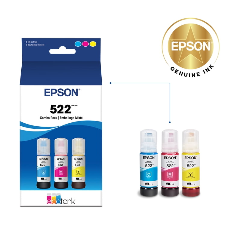 Epson 522 EcoTank Ink T522520-S Ultra-high Capacity Bottle Combo