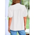 thumbnail image 2 of Blusa PRETTYGARDEN Mujer Cuello en V Manga Corta Abullonada Blanca, 2 of 8