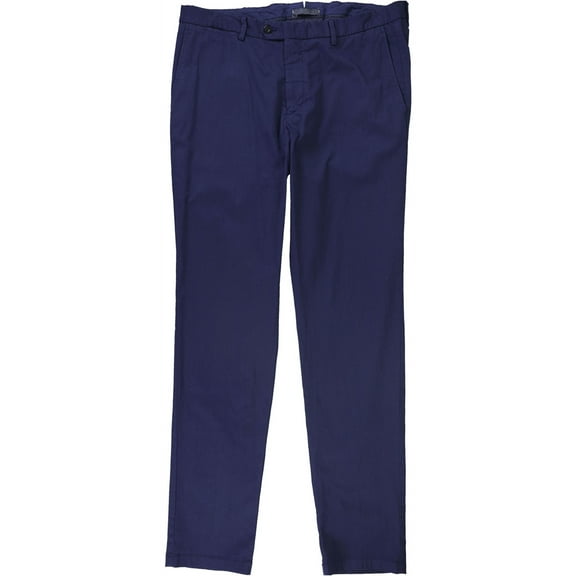 0909 Mens Solid Color Casual Chino Pants, Blue, 36W x 33L