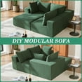 thumbnail image 5 of UHOMEPRO Full-Size 3-Seater Modular Sectional Sofa with Chaise, Deep Seat L-Shaped Couch for Living Room, Family Cloud Sofa with Supportive Cushions, Sherpa Fabric, Green, 5 of 13