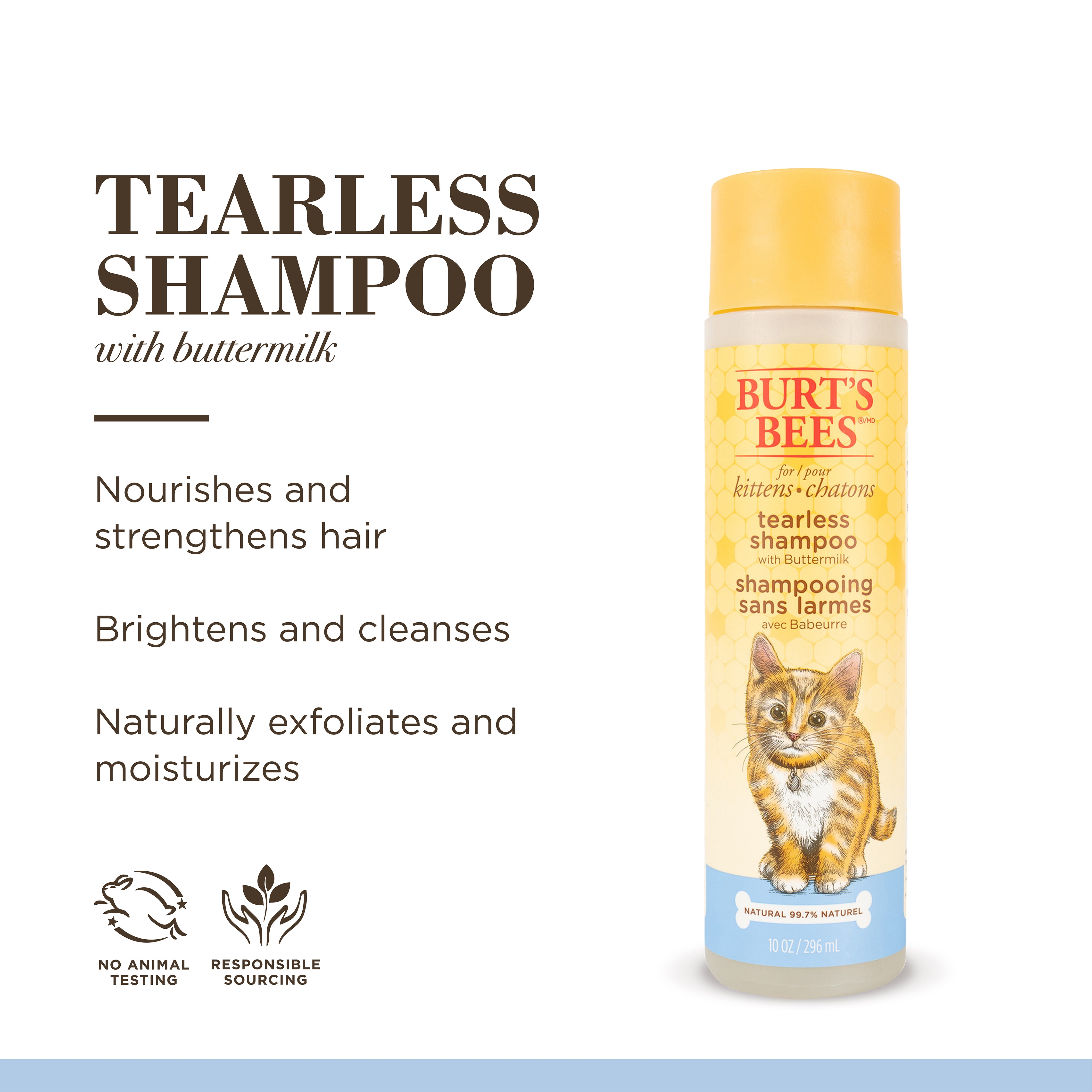 Burt's Bees Natural Tearless Shampoo with Buttermilk for Kittens, 10 oz
