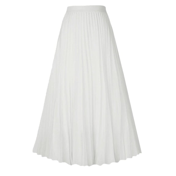 Ediodpoh Skirts for Women Solid Color Pleated Midi Chiffon Skirt Elastic Waist Maxi Skirt and Versatile Maxi Skirts White M