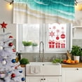 thumbnail image 6 of 2 Pack Valances for Windows, Turquoise Ombre Oceans Window Valances for Living Room/Bedroom/Bathroom, Watercolor Summer Coastal Beach Waves Light Filtering Kitchen Curtain Valance 42"W x18" L, 6 of 9