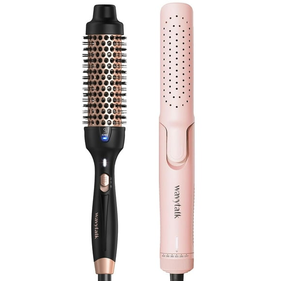 Wavytalk Pro Thermal Brush for Blowout Look and Wavytalk 1 Inch Curling Iron, Airflow Styler with 360° Cooling Air
