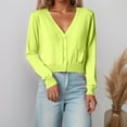 thumbnail image 2 of Gyexs Womens 2025 Summer Cropped Cardigan Fashion Knit Long Sleeve V Neck Business Casual Sweater (Light Green, Size XL), 2 of 6