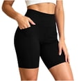 thumbnail image 2 of Costeam Womens High Waisted Deep Side Pocket Biker Shorts Wide Elastic Tummy Control Waist Buttery Soft Quick Dry Four Way Stretch Breathable Yoga Running Athletic Lounge Bottoms, 2 of 7