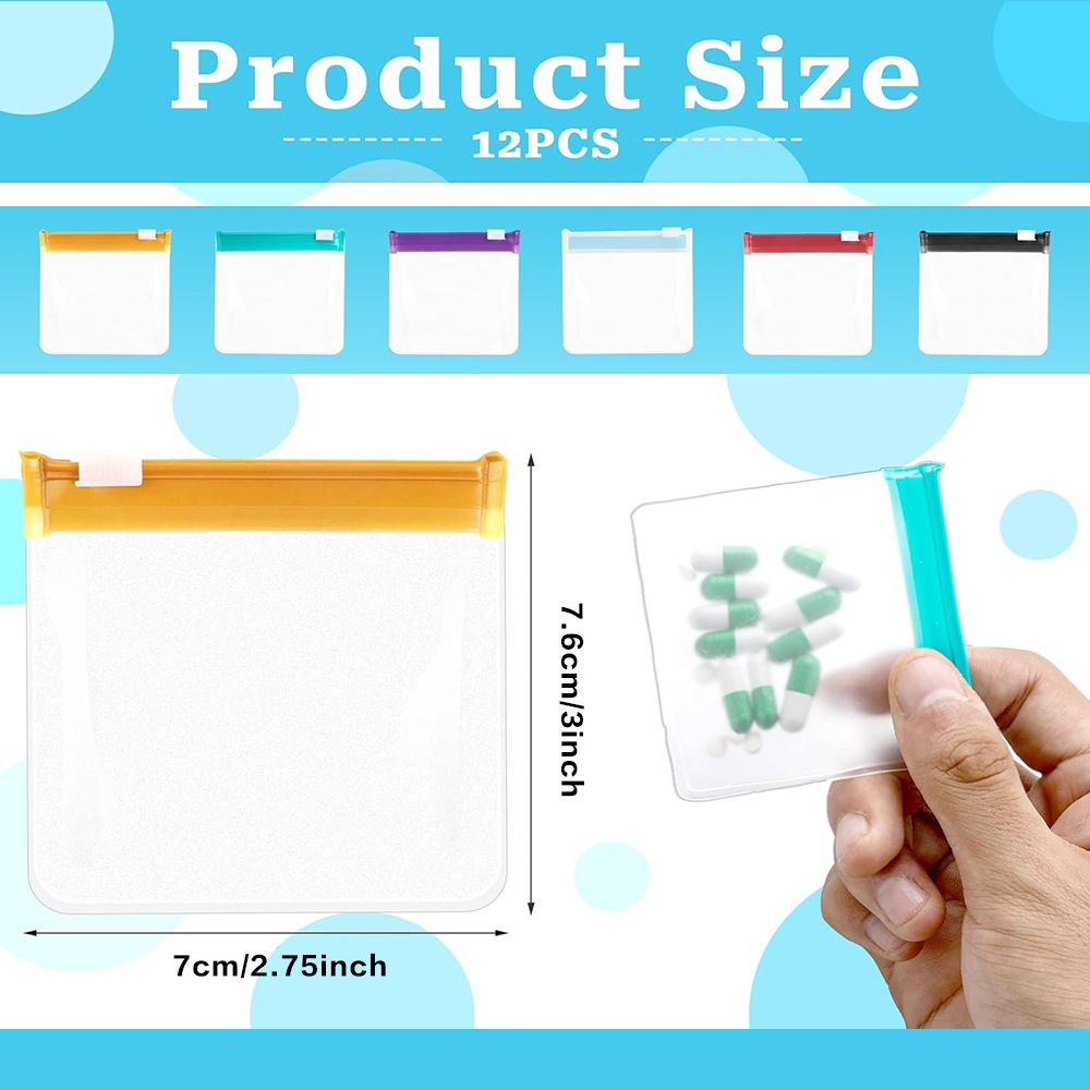 Xl-Kang 56 Pcs Weekly Zippered Pill Pouch Bags Pill Pouch Set Reusable Pill Clear Plastic Pill Bags Sealing Travel Medicine Organizer Travel Storage Pouches with Slide Lock (Candy Color)