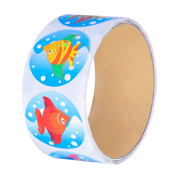 NUOLUX 1 Roll Colorful Fun Tropical Fish Stickers for Kids Great Party Favors Creative Reward Gift (100 Stickers)