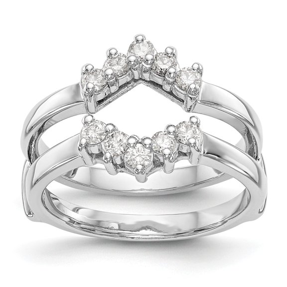 14K White Gold Ring Band Wedding Diamond Round Guard
