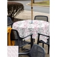 thumbnail image 5 of Outdoor Tablecloth with Umbrella Hole for Patio/Picnic/Party/Camping, Pink Grey Botanical Waterproof Table Cloth Square Cover Washable, Spring Floral Summer Farmhouse (60"x 60"), 5 of 8