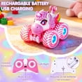 thumbnail image 4 of JUGAAD LIFE Unicorn Remote Control Cars for Girls, Pink RC Monster Truck Stunt Cars with LED Lights & Music, Birthday Gift Toys for Kids Boys 3 4 5 6 7 8 9 10 Years Old, 4 of 6