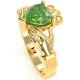 thumbnail image 3 of Claddagh Peridot Ring In Solid 14k Yellow Gold, 3 of 6