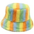 thumbnail image 1 of Bucket Hat Plush Adjustable Colorful Furry Fisherman Cap Bucket Cap for Women, 1 of 10