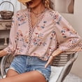 thumbnail image 3 of Camisetas casuales, manga corta con cuello en V y manga trompeta para mujer, camiseta con cuello en V, la mejor de su clase, 3 of 6