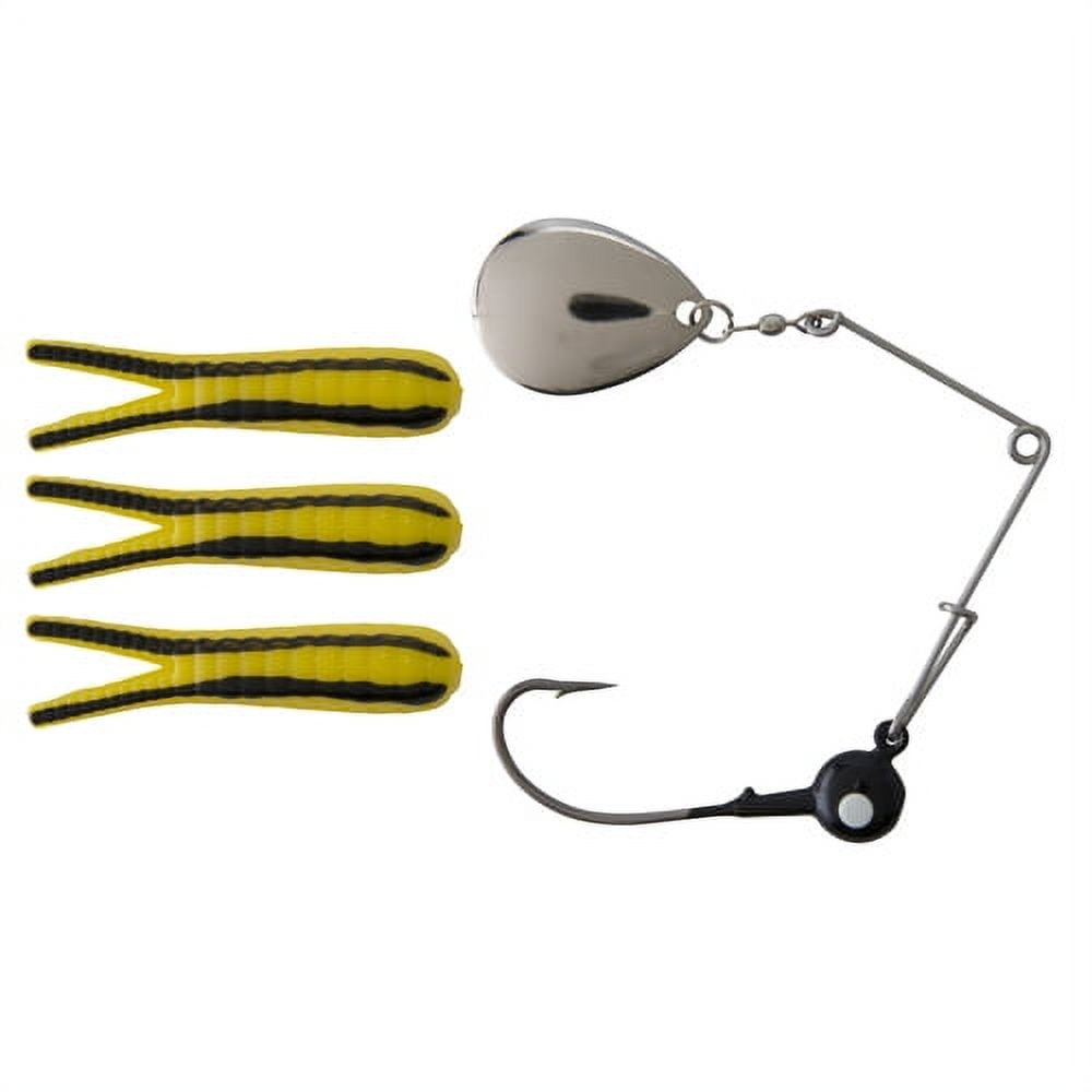 (4 pack) Johnson Original Beetle Spin Fishing Lure, Yellow/Black Stripe, 1.5 in