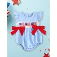 thumbnail image 5 of Okbabeha Newborn Baby Girls 4th of July Outfits Fourth of July Bubble Romper Fly Sleeve USA Flag Embroidery Bodysuits Summer Independence Day Clothes, 5 of 8
