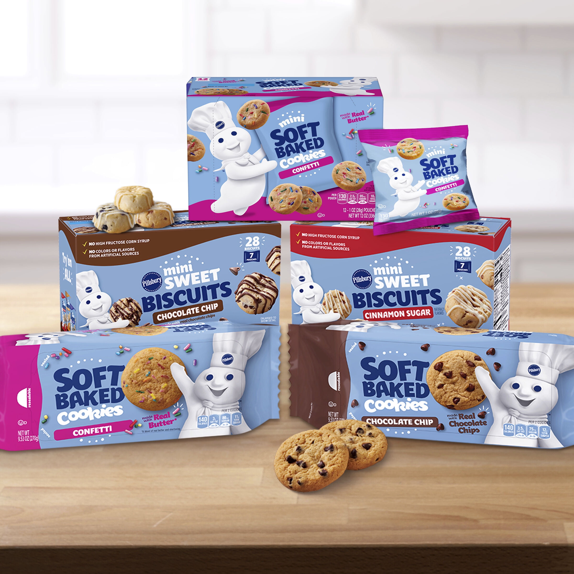 Pillsbury Soft Baked Cookies, Peanut Butter with Chocolatey Drizzle, 18 ct
