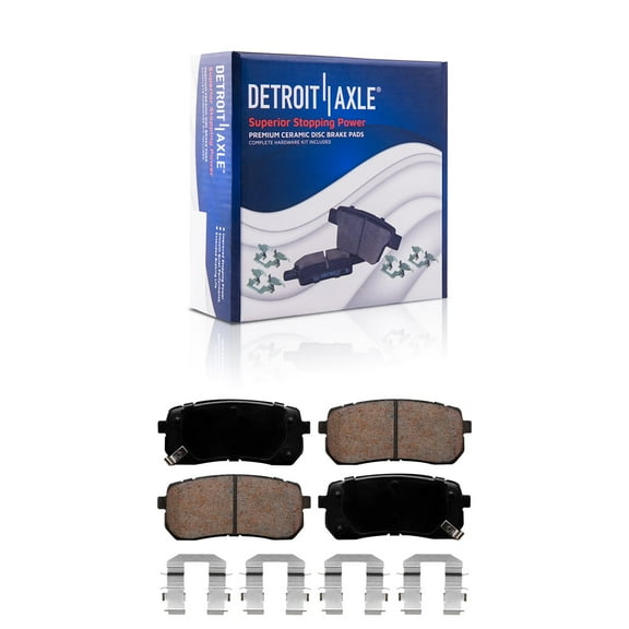 Detroit Axle - Rear Ceramic Brake Pads w/Hardware Set Assembly Replacement for Hyundai Veracruz Kia Sedona