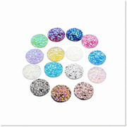 Vibrant 50-Pc Resin Cameo Beads Set for DIY Jewelry Making - 12mm Round Flat Back, Mix Colors - Ideal for Bezel Tray Pendants & Charms