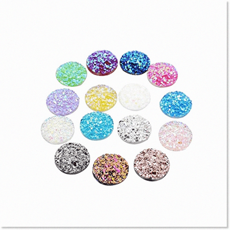 Vibrant 50-Pc Resin Cameo Beads Set for DIY Jewelry Making - 12mm Round Flat Back, Mix Colors - Ideal for Bezel Tray Pendants & Charms