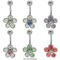 thumbnail image 1 of Flower Design Belly Button Ring with Colorful CZ Gems, 1 of 1