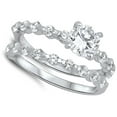 thumbnail image 4 of CHOOSE YOUR COLOR Clear CZ Elegant Wedding Ring Set 925 Sterling Silver Band White Female Size 8, 4 of 4
