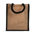 thumbnail image 3 of Jute Burlap Bags with Cotton Handles and Laminated Interior (12 pack, Black - SM), 3 of 4