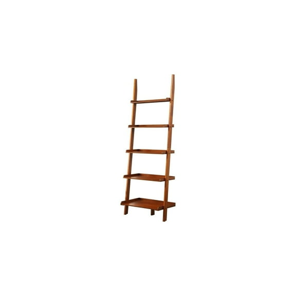 Bookshelf Ladder - 5 Tier Display Shelves - Solid Pine & Birch - 25"W x 72.75"H